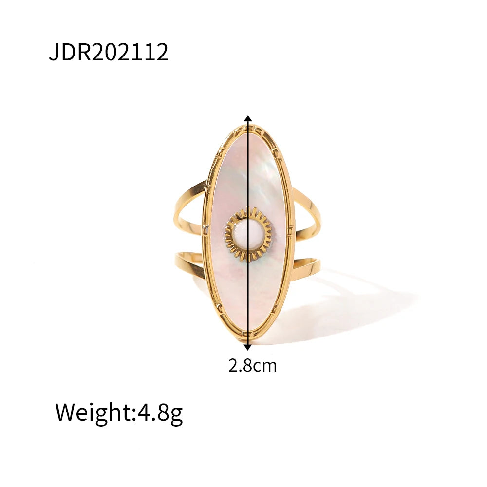 Youthway New Design Natural Stone Stainless Steel Ring Women Waterproof Stylish Golden Jewelry 2022 NEW Set