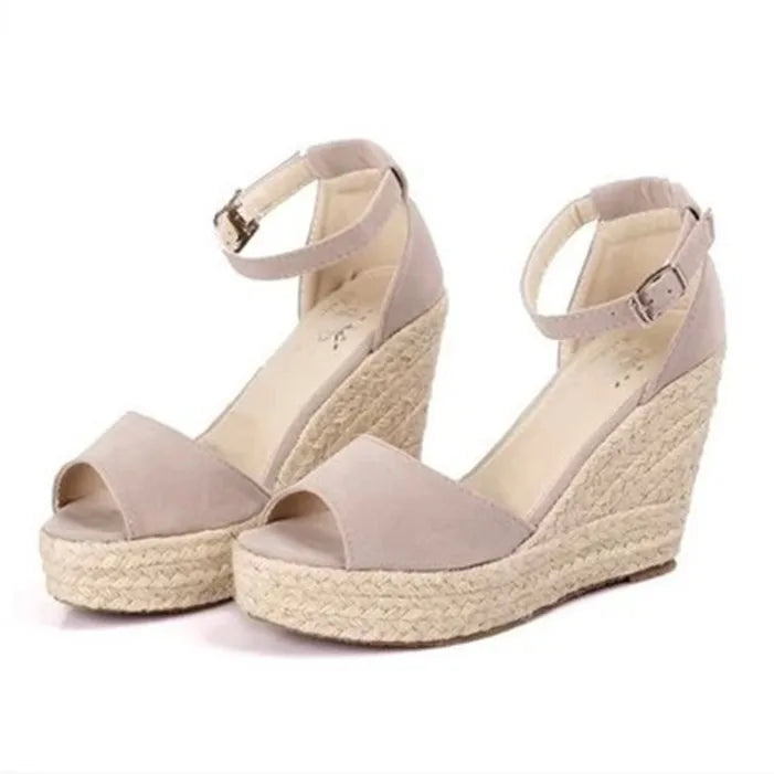 01 Espadrilles Women Wedges Peep Toe Sandals Platform Ankle Strap High Heel Shoes Female Pumps Beach Wedding Ladies Sandals