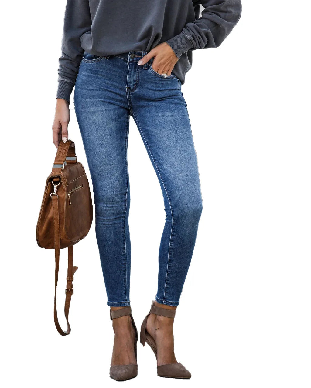 2021 Spring New Black and Blue Women Skinny Jeans Fashion Casual Slim Elastic Denim Pencil Pants Ankle-Length Jeans Top Quality