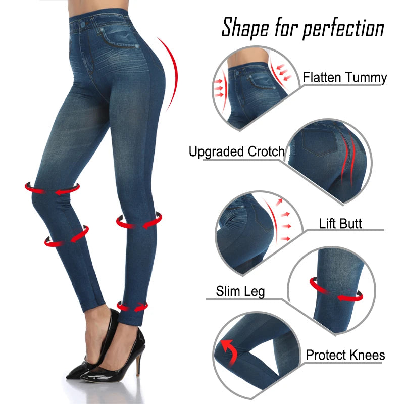 Miss Moly Fashion Slim Women Leggings Faux Denim Jeans Leggings Sexy Printing Summer Leggings Casual Pencil Pants Fitness Pants