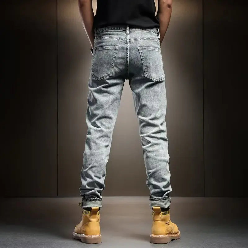 2025 New Japan Style Men's Jeans Korean High Street Patchwork Denim Pants Boyfriend Jeans Loose Straight Fit Casual Trousers