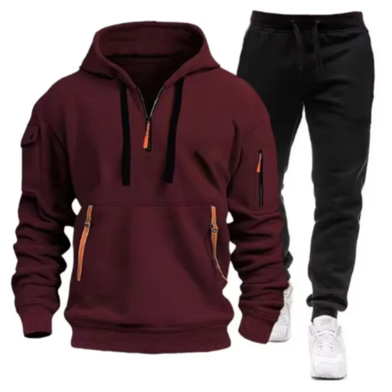 New Men Autumn Winter Sets Zipper Hoodie Pants Pieces Casual Tracksuit Male Sportswear Brand Clothing Sweatsuit