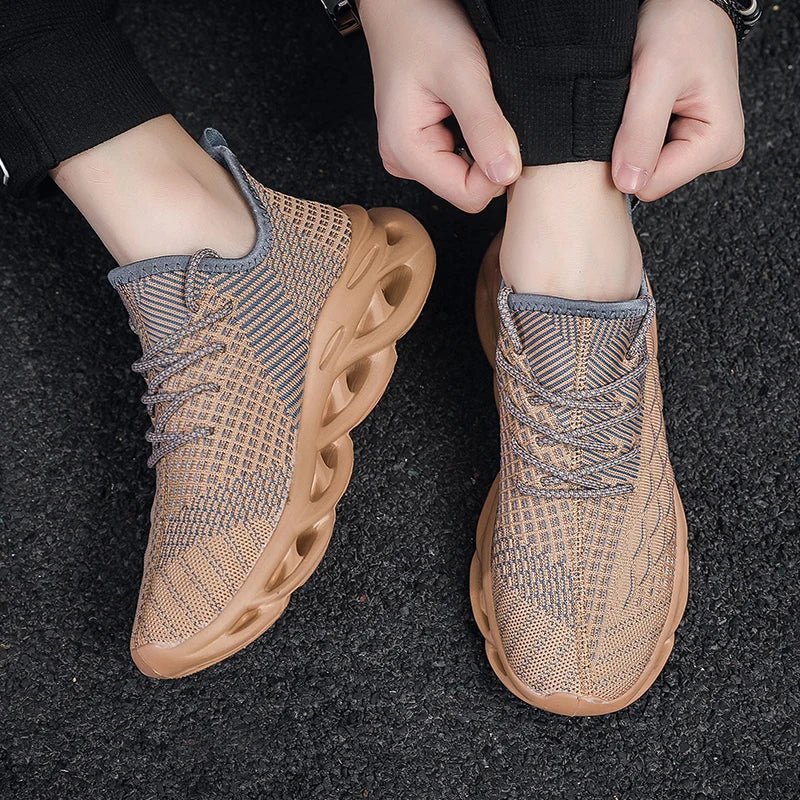 2025 Running Sneakers Newest Breathable Comfort For Men Low Top Large Size Men's Sports Increase Shoes Mesh Jogging Casual