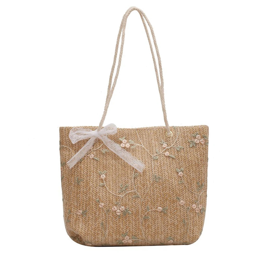 Travel Holiday Shoulder Lace Lace Lace Lace braided bag Large capacity beach bag Straw braided style handbag shoulder bag cmc