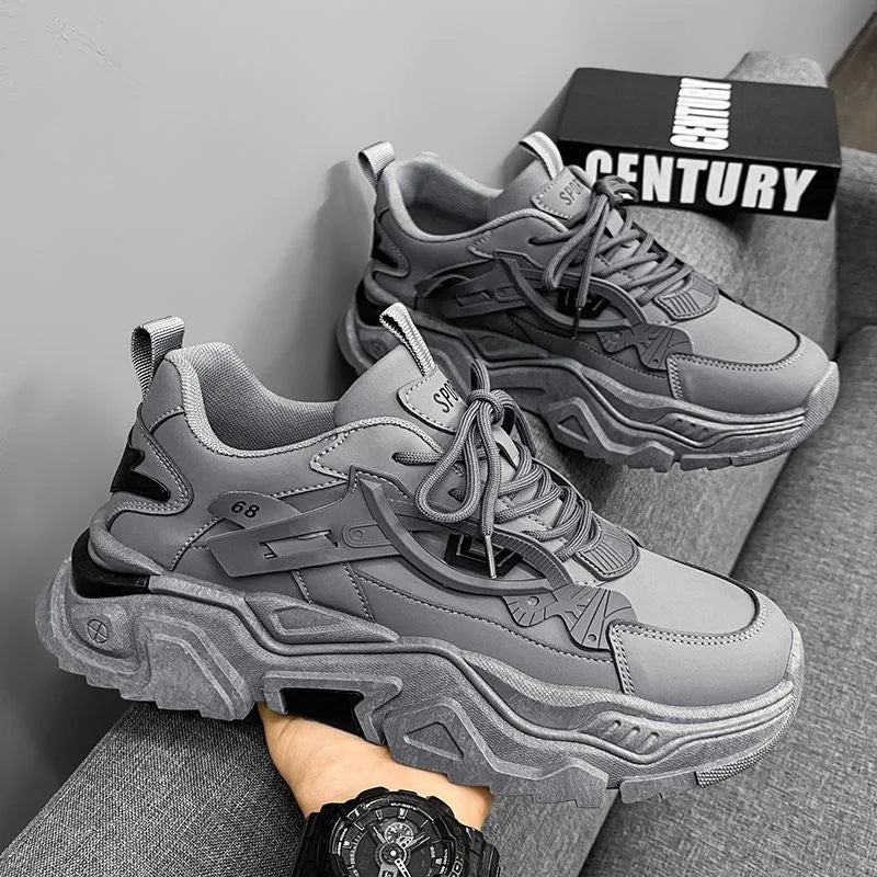 Men Thick Soled Casual Shoes Lace up Comfortable Breathable Suitable Outdoor Sports Running Shoes in All Seasons