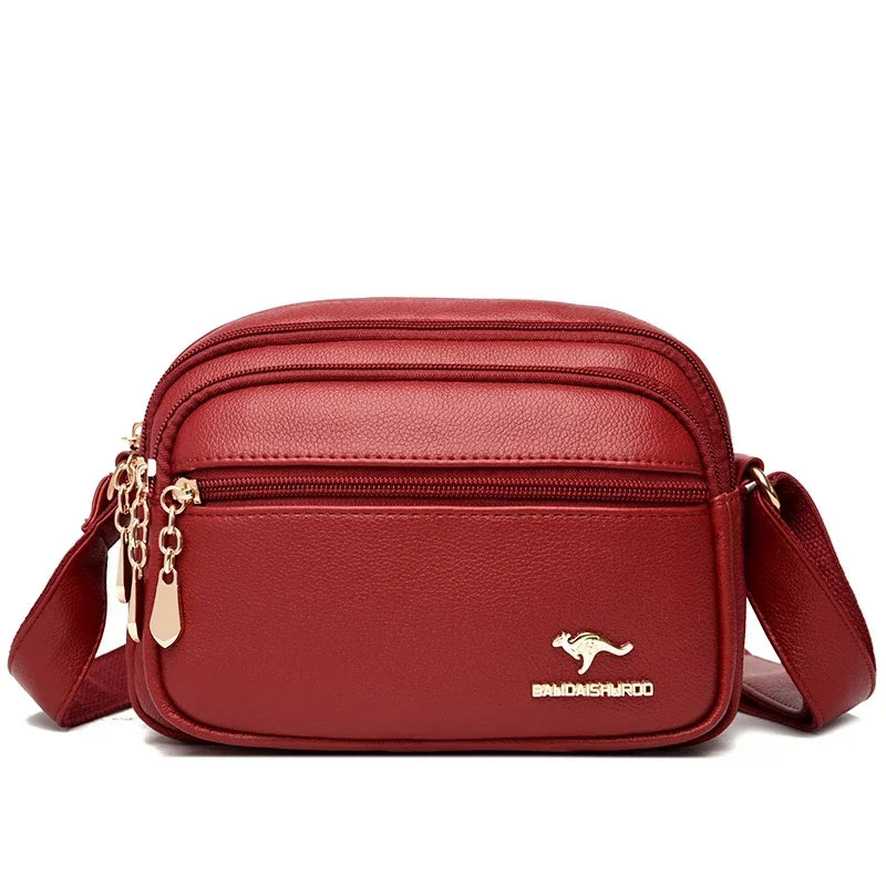 High Quality Soft Leather Purse Fashion Women Shoulder Messenger Bag Multi-pocket Wear-resistant Bag Luxury Ladies Handbag Sac