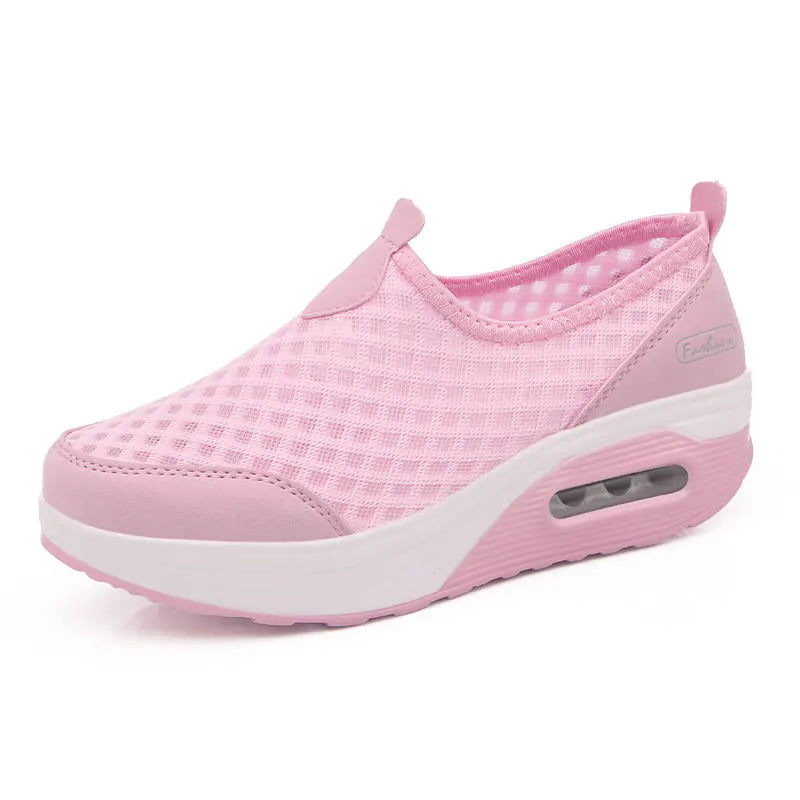 Wedge Hollowed Out Slip-on Mesh Platform Vulcanization Shoes