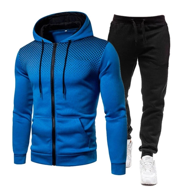 Autumn and Winter New European and American Solid Color Fleece Sweater Pants Men's Casual Zipper Sports Hat Set