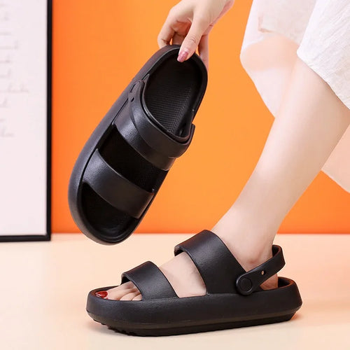 Kidmi Summer Women Sandals Couple Home Slippers Non-slip Breathability Thick Sole Home Womens Shoes Outdoor Soft Sole Sandals