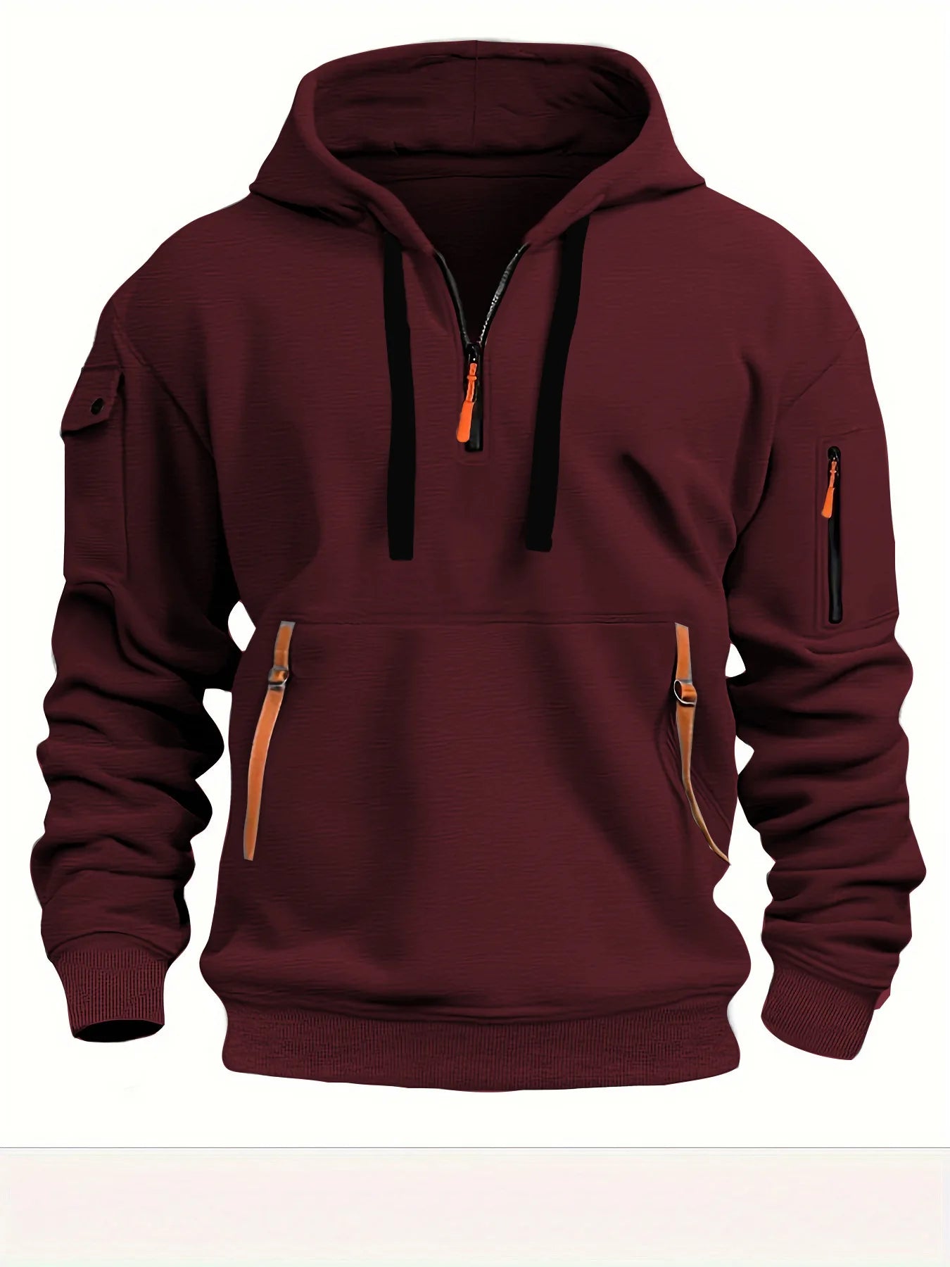 Spring and Autumn New Men's Casual Sports Multi-zipper Arm Pocket Pullover Outdoor Cycling Climbing Windproof Hoodie