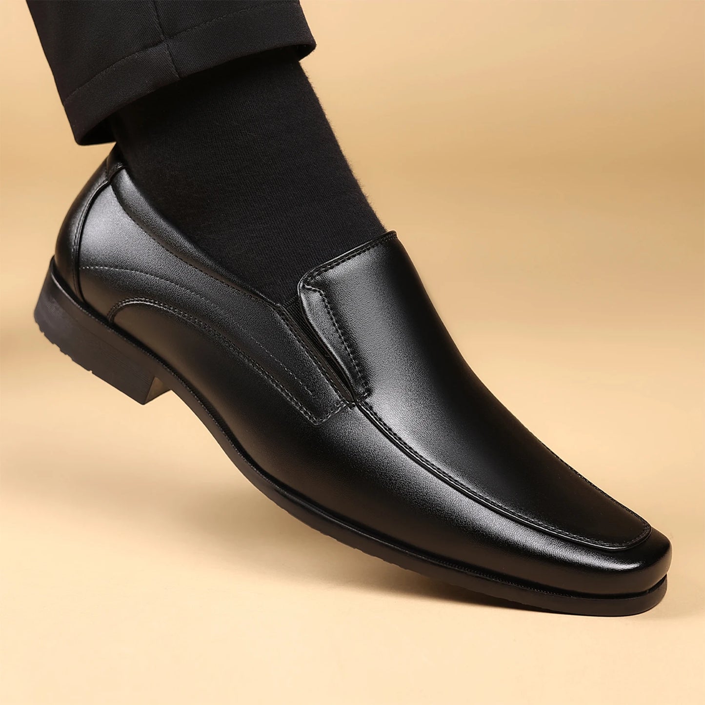 Men's Slip-On Loafers Formal Dress Shoes Square Toe Modern Bussiness Oxford Shoes