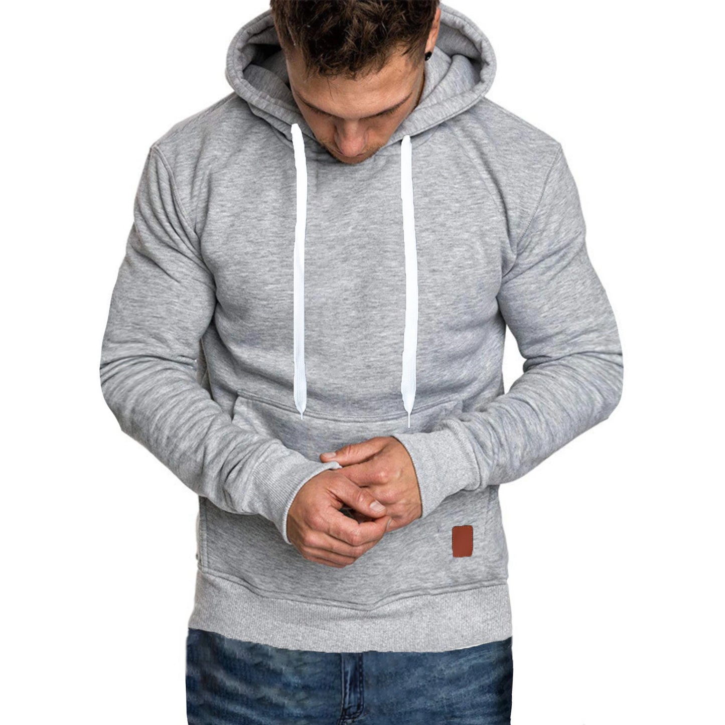 Men's autumn and winter solid color outdoor sports casual hoodie top