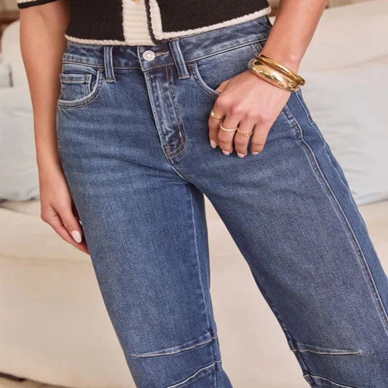 Straight Pants Jeans Women Streetwear Denims High Waist Washed Distressed Pockets Female 2025 Vintage Ankle Length Trousers