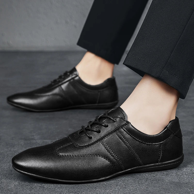 Men Business Casual Lace-up Shoes Leather Men's Comfortable Driving Flats Sneakers Shoes Quality Classic Outdoor Oxfords Shoes