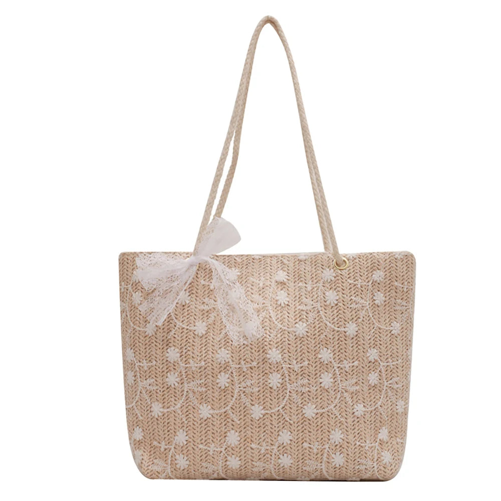Travel Holiday Shoulder Lace Lace Lace Lace braided bag Large capacity beach bag Straw braided style handbag shoulder bag cmc