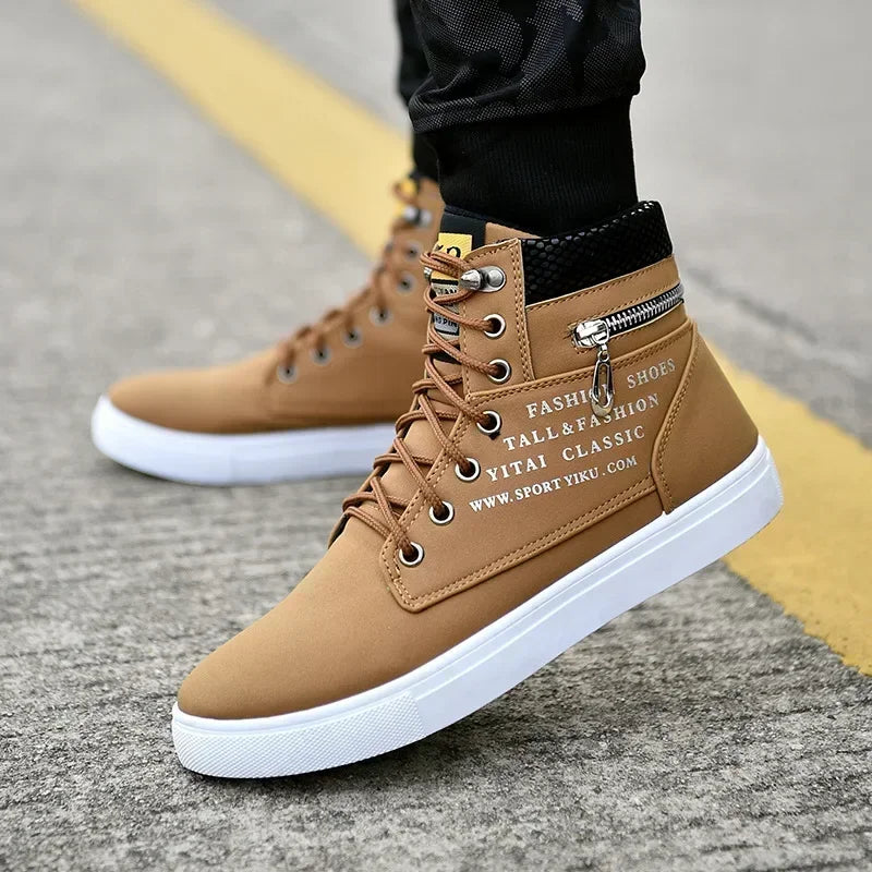 Men Vulcanized Shoes British Style High Top Casual Sneakers Men Canvas Shoes Man Sports Skateboarding Shoes Fashion Male