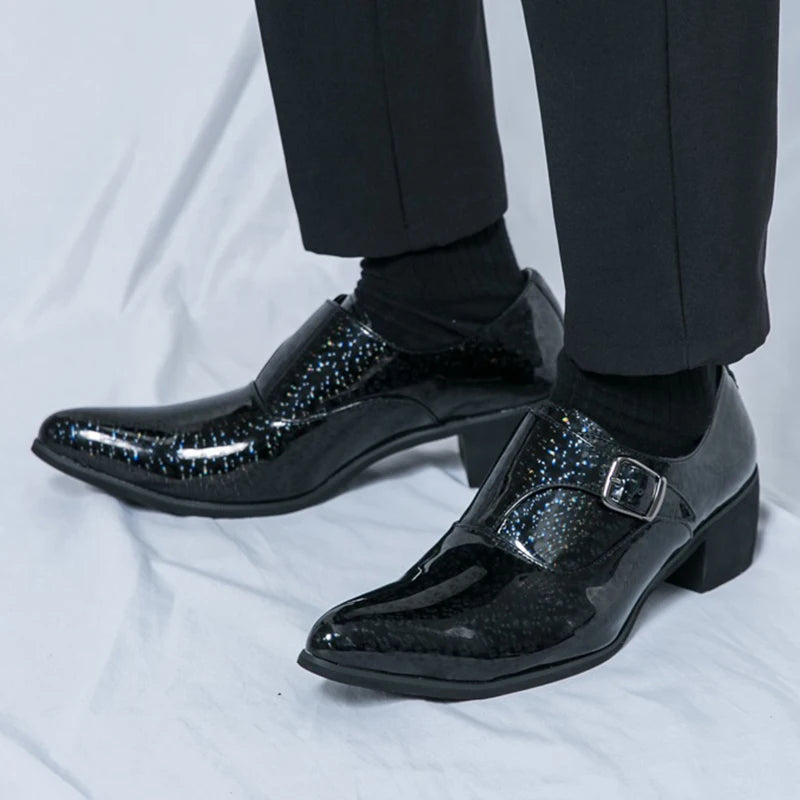New Fashion Blue Gold Silp On Monk Strap Shoes For Men Casual Comfort Loafers Formal Dress Wedding Footwear Zapatillas Hombre