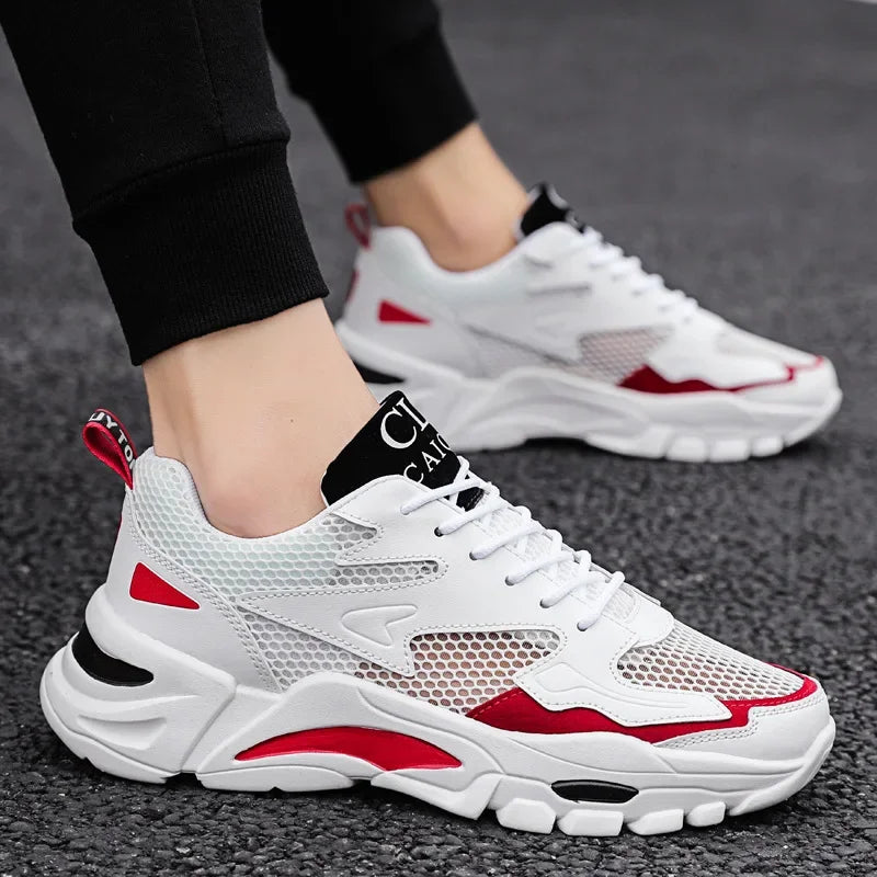 Mesh Men's Sneakers white summer platform sneakers Stylish Lace-up Male Sneaker Breathable Man Tenis Footwear men's sports shoes