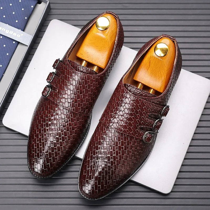 Knit Men's Leather Shoes Formal Business Dress Shoes for Men Classic Casual Luxury Formal Shoes Derby Party Oxford Men Footwear