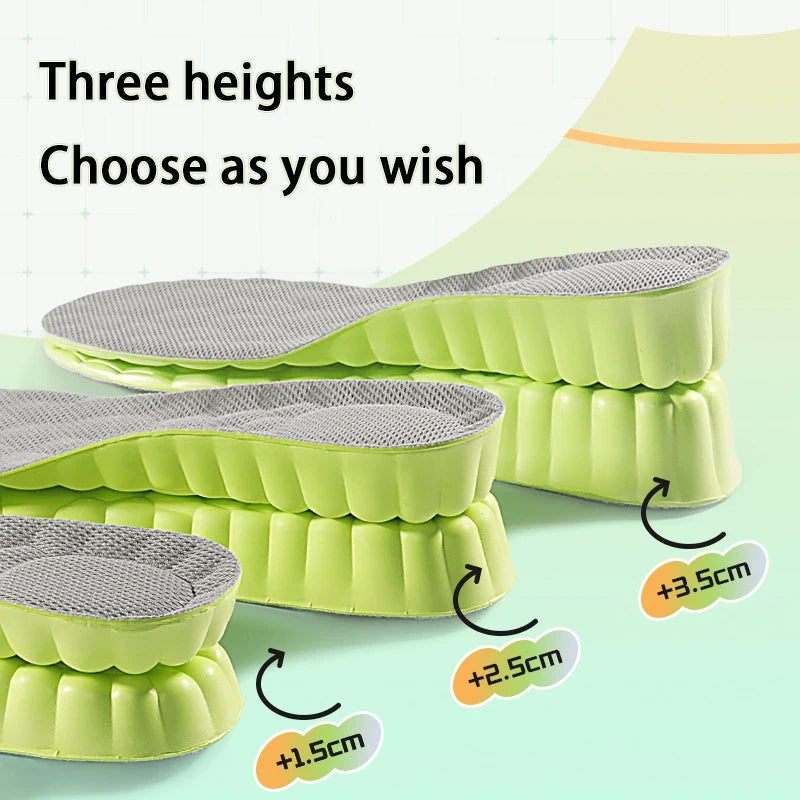1Pair height increase insoles Breathable Anti-Odor Insole Shock Absorbing Shoe Sole Soft comfortable Sports Insole
