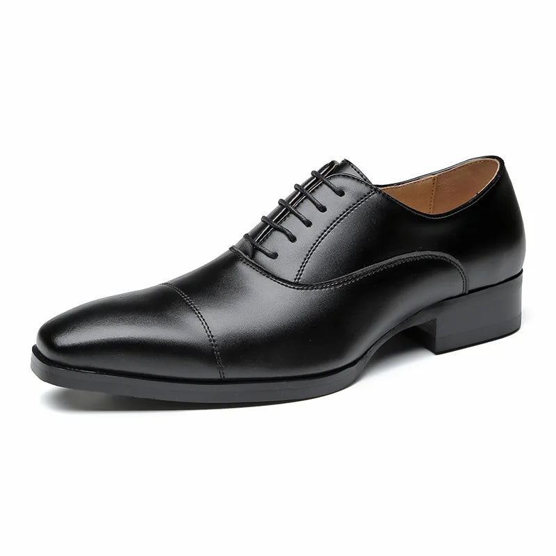Genuine Leather Mens Dress Shoes Black Formal Social Shoe Male Business Wedding Derby for Man Luxury Italian Oxford Loafers 2024