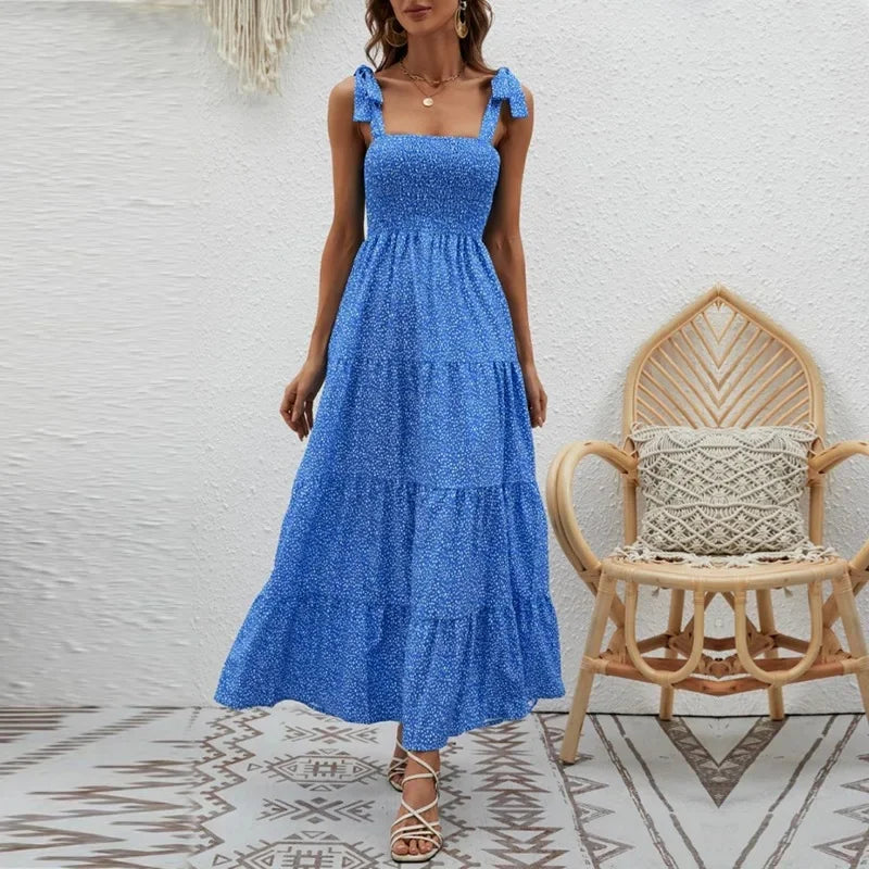 2023 New High-Waisted Printing Strapless Dress Women's Self-Independent Realistic European and American Style Amazon Wish