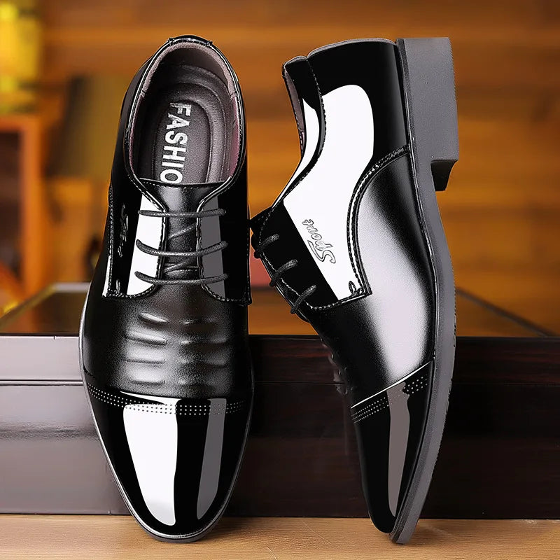 Men Dress Shoes Patent Leather Oxford Shoes Male Formal Shoes Big Size 38-48 Handsome Men Pointed Toe Shoes for Wedding