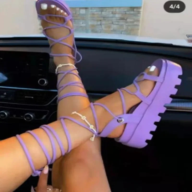 Summer Fashion New Style Slope Heel Thick Bottom Women's Sandals with Bare Toes Thick Heel Strap External Slippers