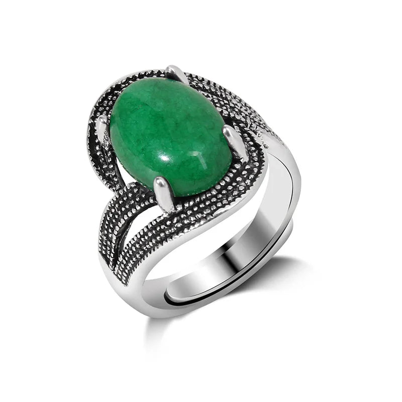Rose Quartzs Rings Natural Stone Labradourites Beads Rings Silver Color Rings Party Wedding Anniversary Engagement Gifts Jewelry