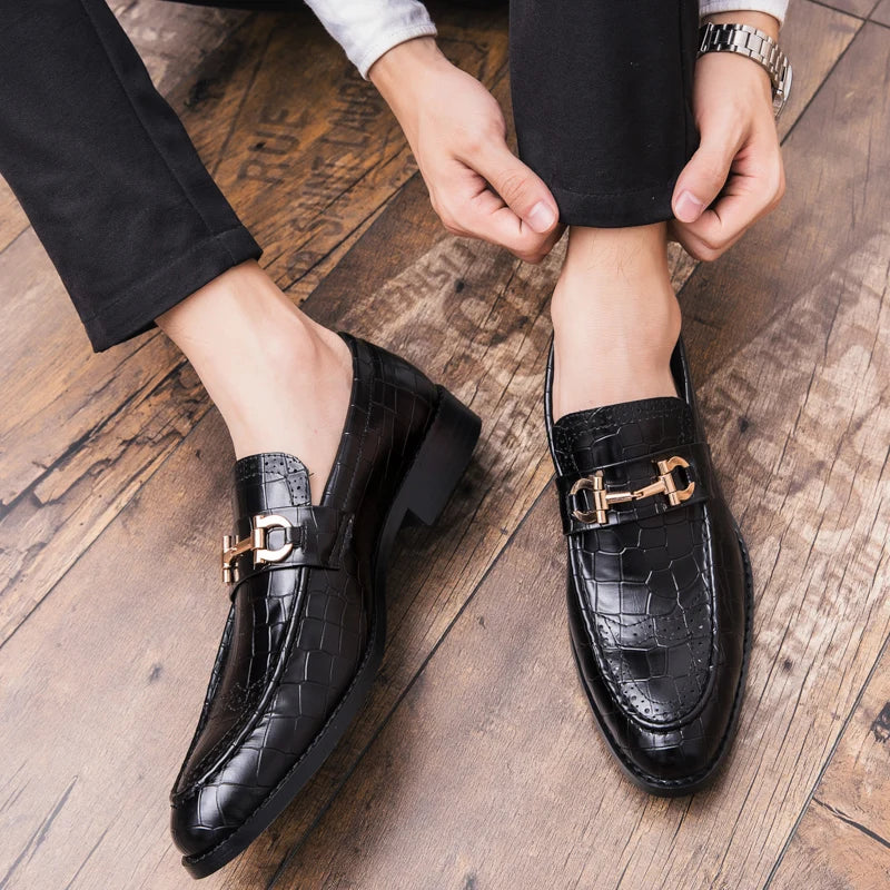 Autumn Brock leather men's head layer cowhide British Korean version breathable business dress casual wedding leather shoes