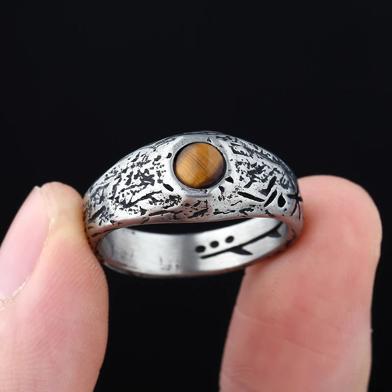 Wholesale Price Gothic Fashion Stainless Steel Tiger Stone Ring Men Wedding Rings Womens Band Jewelry Gift Anel