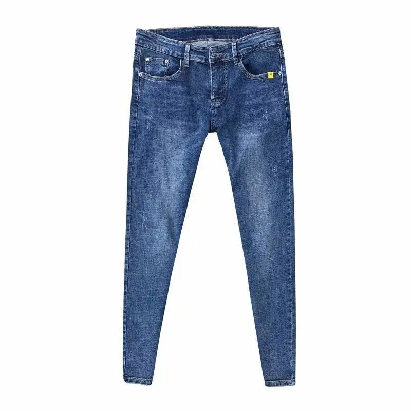 Fashion 2022 Social Spirit Guy Cowboy Stretch New Denim Jeans Man's Trendy Trousers Brand Jean Slim Homme Pencil Pants Men