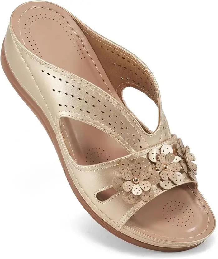 High Quality Women's Simple Shoes Summer Retro Roman Sandals Women Casual Flower Wedge Sandals Slippers Women Platform Slippers