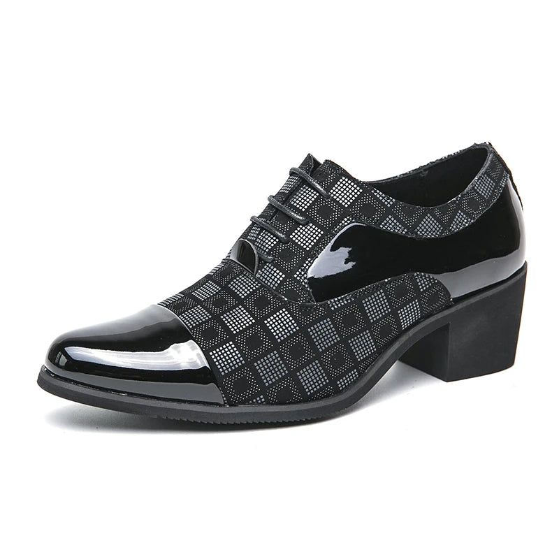 Luxury Red Men's High Heel Shoes 2024 Designer Pointed Wedding Formal Shoes Men Business Dress Shoes For Men Leather Oxfords