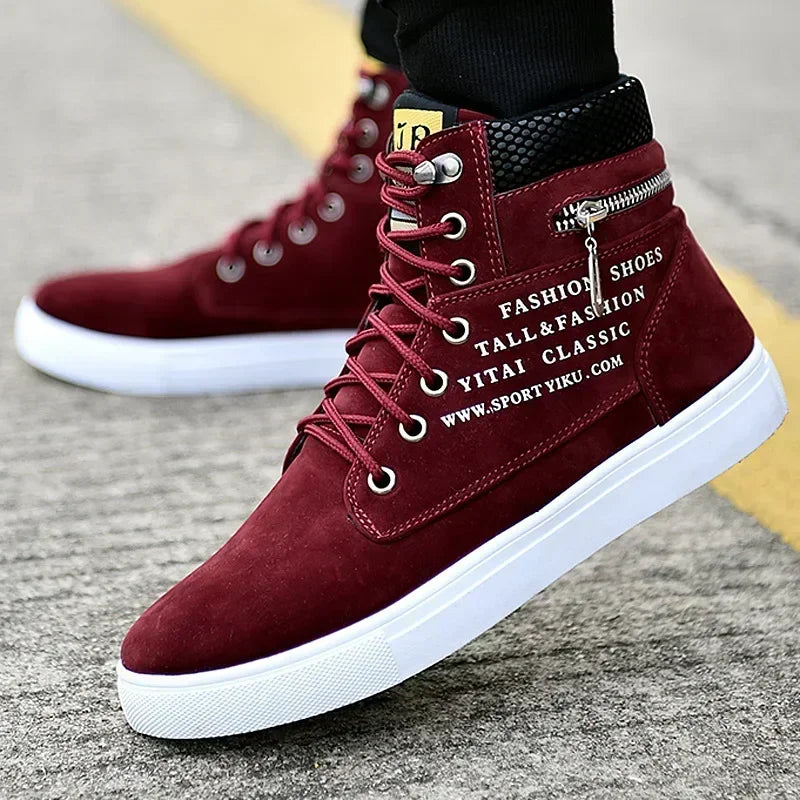 Men Vulcanized Shoes British Style High Top Casual Sneakers Men Canvas Shoes Man Sports Skateboarding Shoes Fashion Male