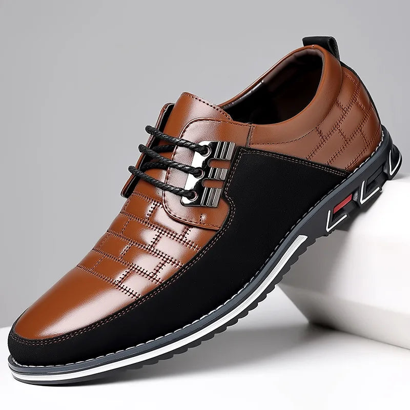 Men Formal Leather Shoes Slip on Soft Loafers Anti Slip Breathable Driving Flats Spring Walking Office Work Shoes