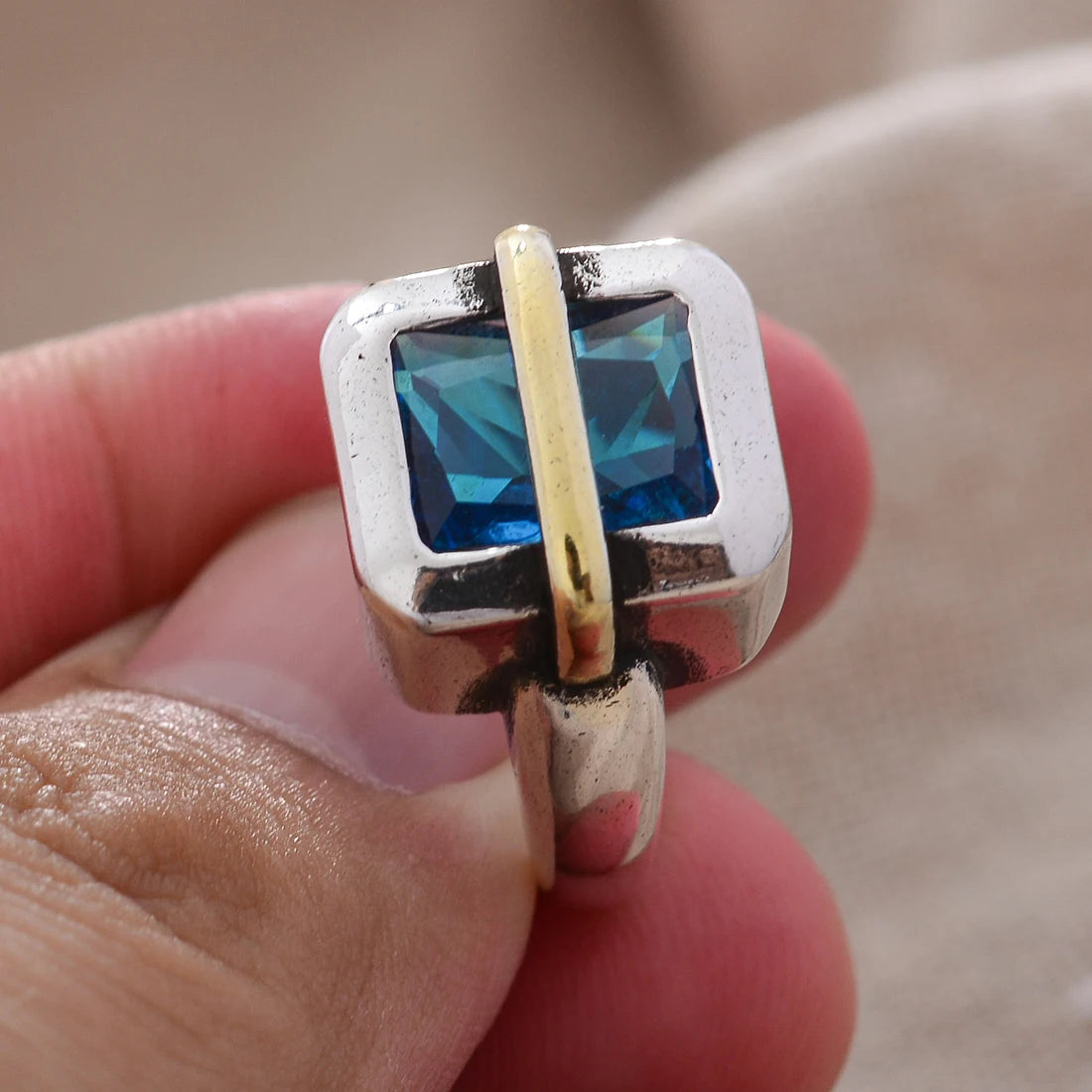 New Arrival Trendy Blue Crystal Retro Thai Silver Ladies Finger Ring For Women Hand Jewellery Accessories Never Fade