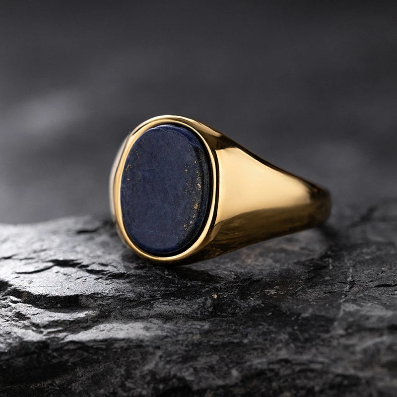 Luxurious Retro Black Agate & Tiger Eye Stone Men Women Trendy Ring - Casual Fashion, 316L Stainless Steel Handmade Jewelry