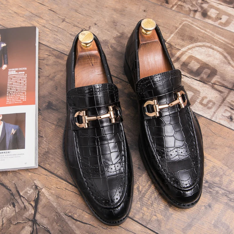 Autumn Brock leather men's head layer cowhide British Korean version breathable business dress casual wedding leather shoes