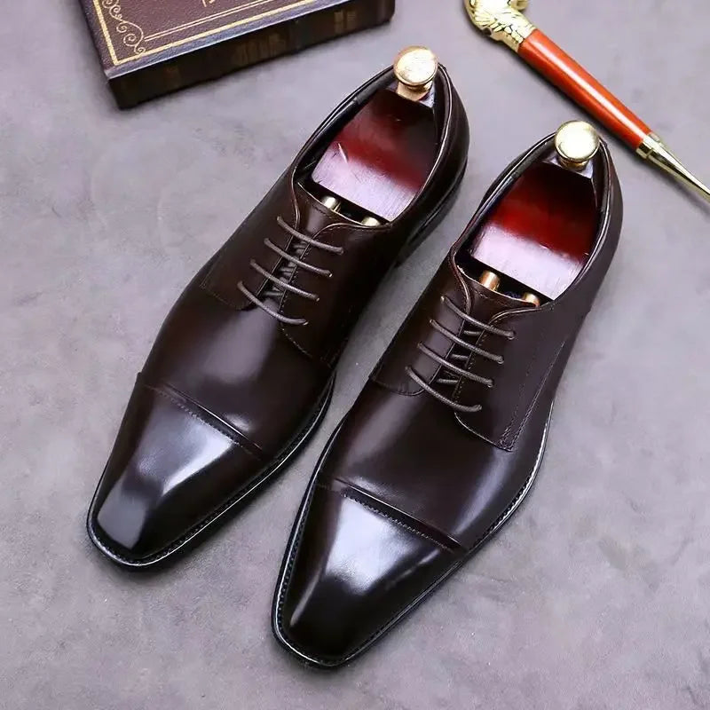 Eleglant Leather Mens Dress Shoes Black Formal Social Shoe Male Business Wedding Derby for Man Luxury Italian Oxford Loafers