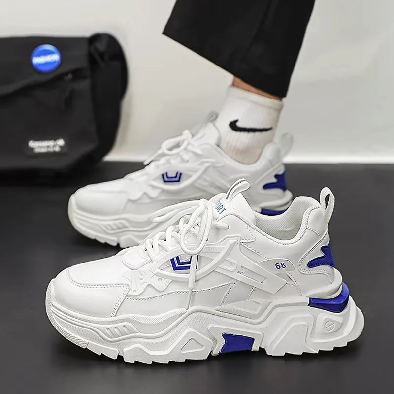 Men Thick Soled Casual Shoes Lace up Comfortable Breathable Suitable Outdoor Sports Running Shoes in All Seasons
