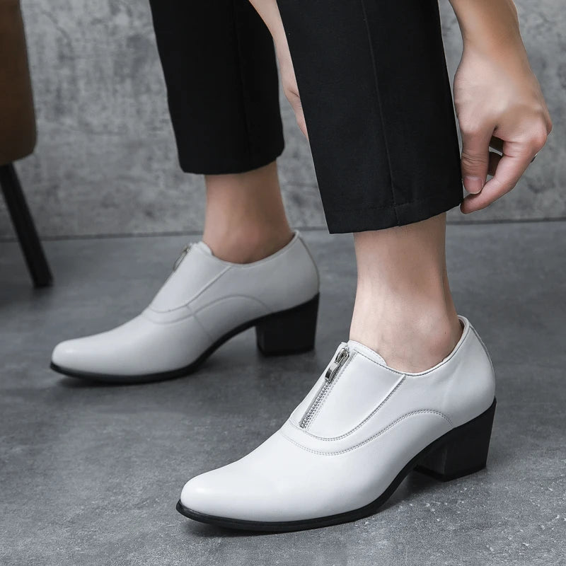 Mens High Heels Dress Shoes Formal Elegant Men's Oxfords High Heels Shoes Casual Business Office Party Loafers Wedding