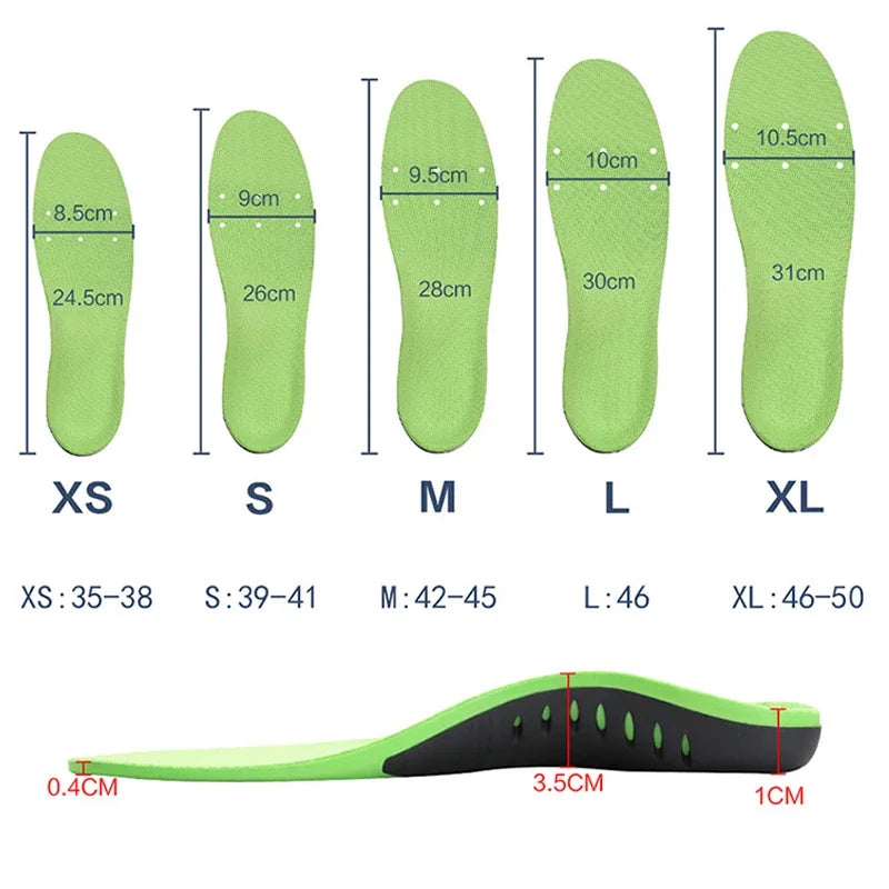 2/4PCS Plantar Fasciitis Insoles Flat Feet Arch Support Orthopedic Insoles GEL Shock Absorbing Soles Soft Elastic Sports Insoles