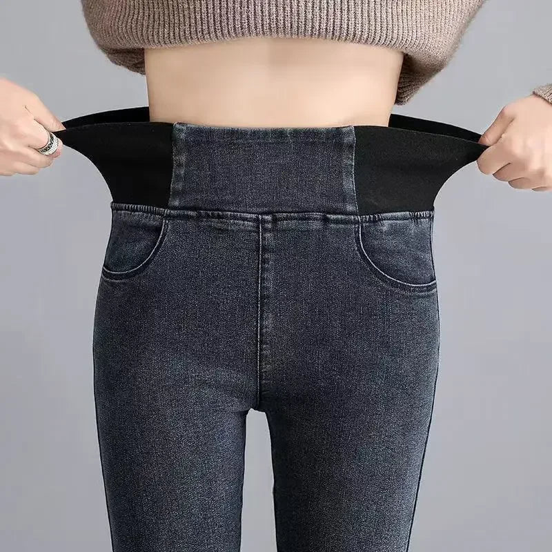 PTKPCC New Elastic Waist Skinny Jeans Women Spring Slim Stretch Denim Pants Vintage Pencil Vaqueros Mom Pantalones De Mujer