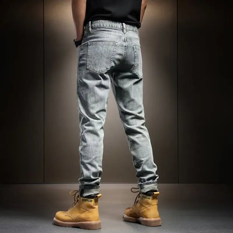 2025 New Japan Style Men's Jeans Korean High Street Patchwork Denim Pants Boyfriend Jeans Loose Straight Fit Casual Trousers