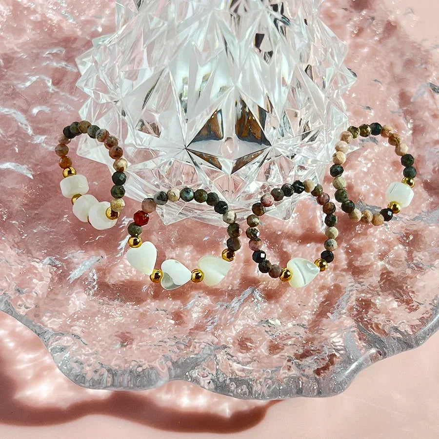 Handmade Facted 3mm Natural Stone Beaded Rings for Women Girls Fashion Jewelry Rhodochrosite Statement Ring Wedding Wholesale