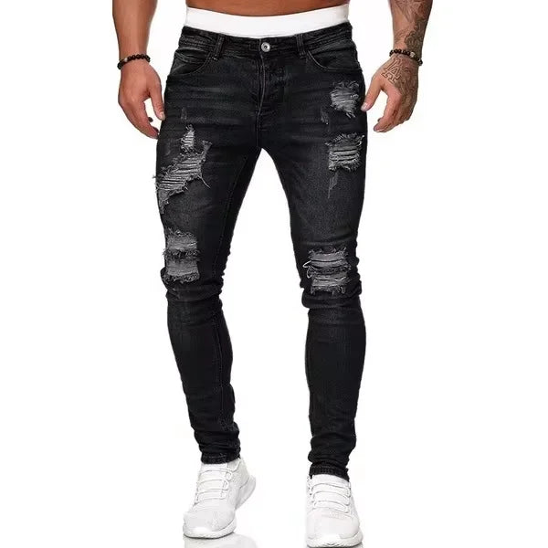 Mens Jeans Casual Skinny Pants Stretch Denim Trousers Male Slim Fit Straight Pants Fashion Jeans Soild Pencil Pants Man Clothing