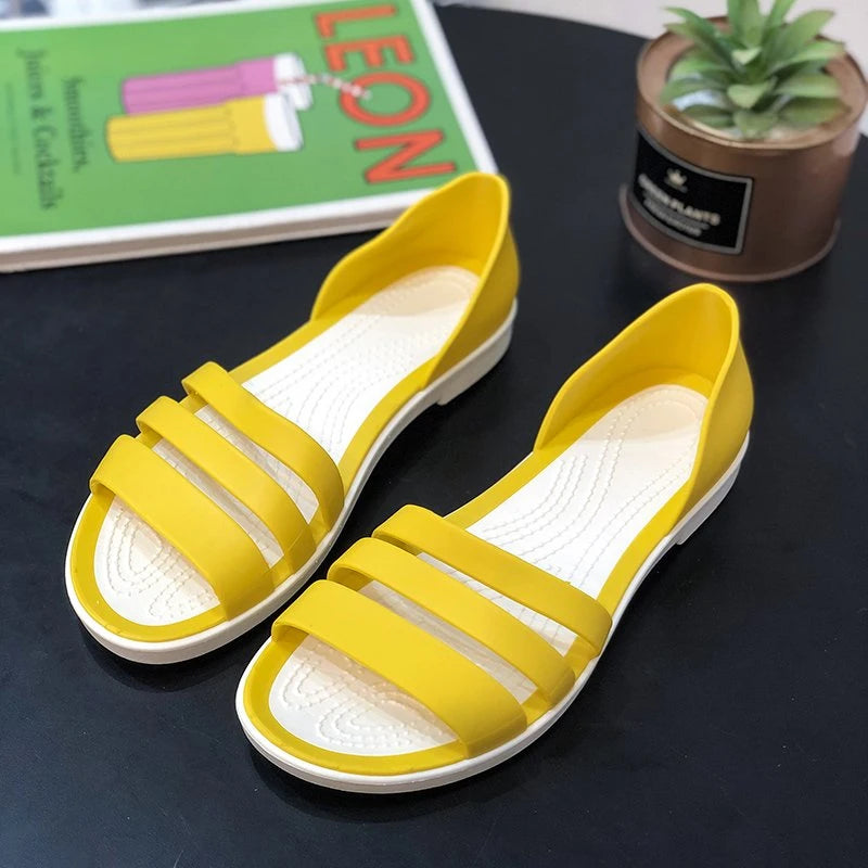 2024 New Fashion Women Comfortable Sandals Summer New Candy Color Women Cute Shoes Peep Toe OutdoorShoes Woman Flats
