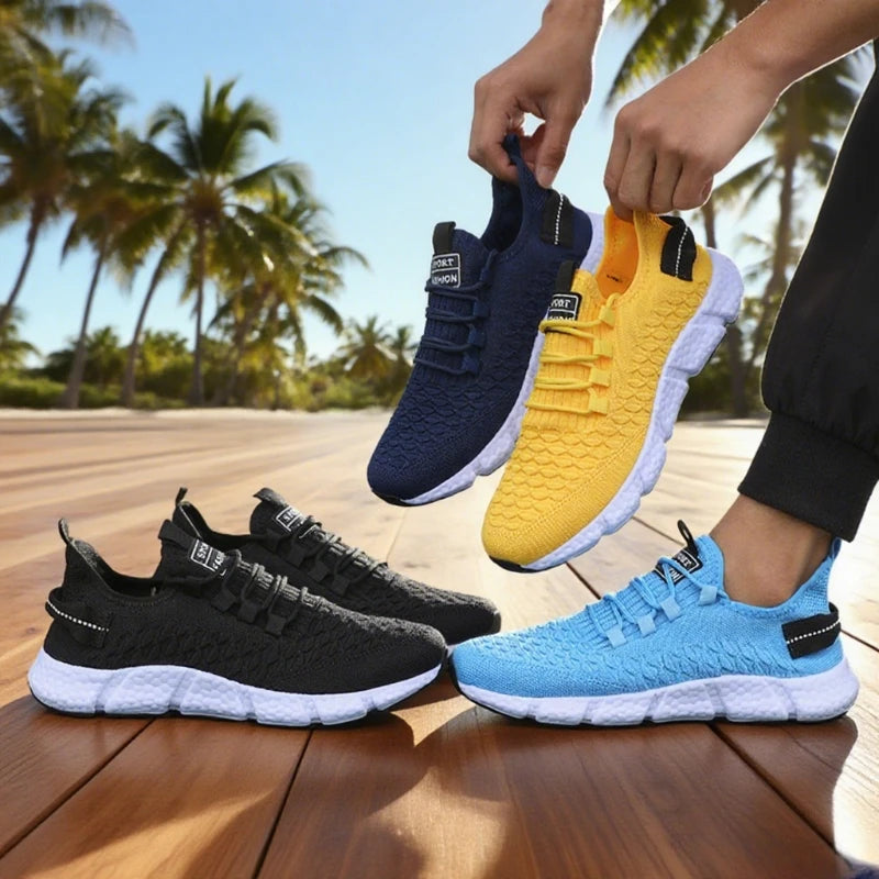 New Men's Running Shoes Summer Soft Soled Nique Grid Trend Design Breathable Walking Sneakers Versatile Outdoor Exercise Shoes