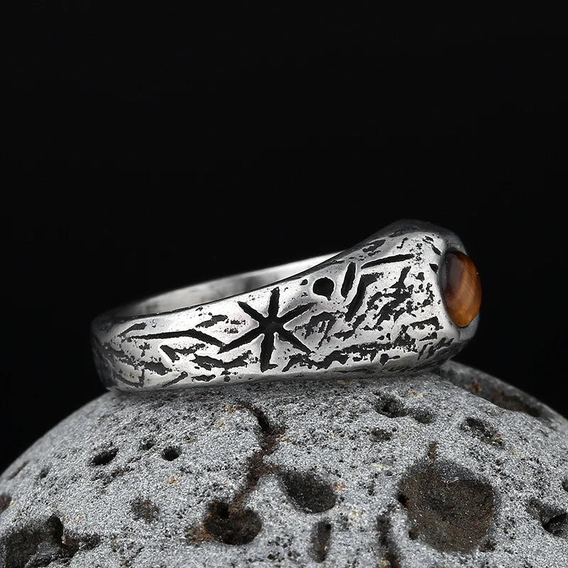 Wholesale Price Gothic Fashion Stainless Steel Tiger Stone Ring Men Wedding Rings Womens Band Jewelry Gift Anel